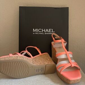 Michael Kors wedge sandal, Natalia, size 7, color, coral